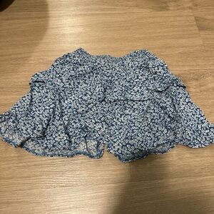 Princess Polly Floral Blue Ruffled Skirt
